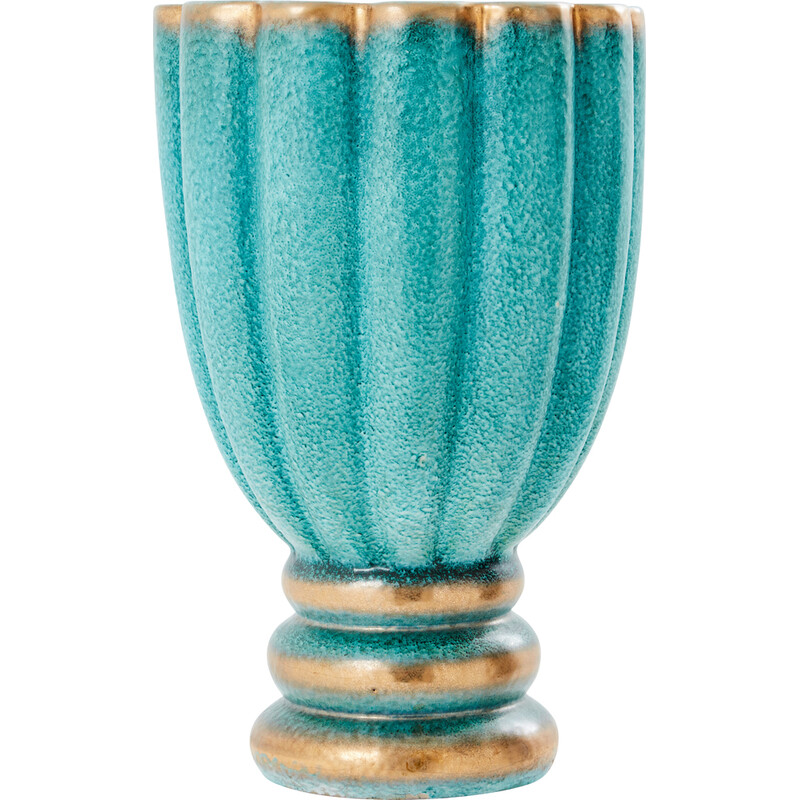 Vintage green-blue ceramic vase by Gabriele Bicchioni, Italy 1930