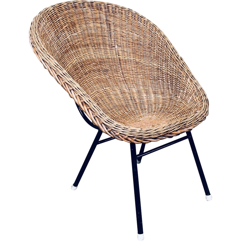 Vintage wicker and rattan chair for Rohé Noordwolde, Netherlands 1960