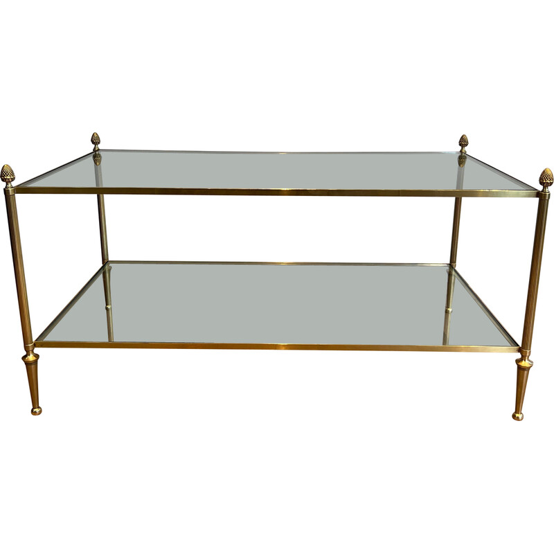 Vintage bronze and brass coffee table for La Maison Baguès, France 1940