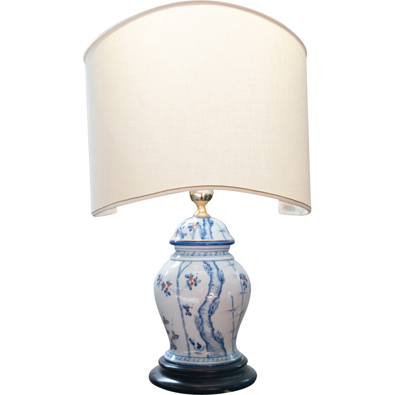 Vintage porcelain and iron table lamp, 1980