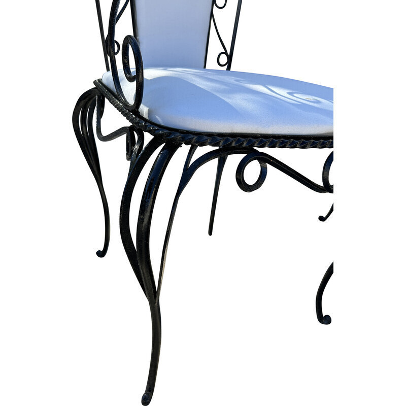 Vintage wrought iron garden armchair, France 1940