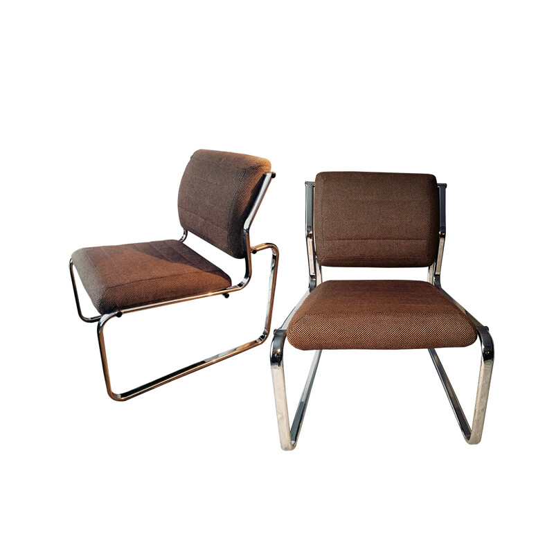 Pair of brown  low chairs edited by Atal - 1970s