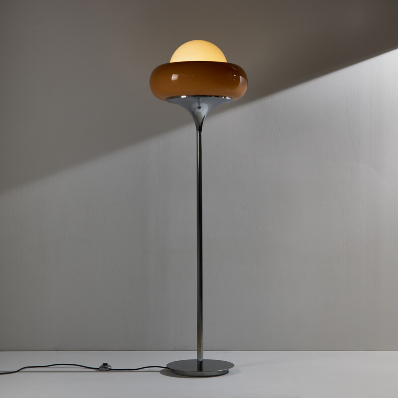 Lampadaire vintage "Jadran" en plastique et verre d'Harvey Guzzini pour Meblo, 1960