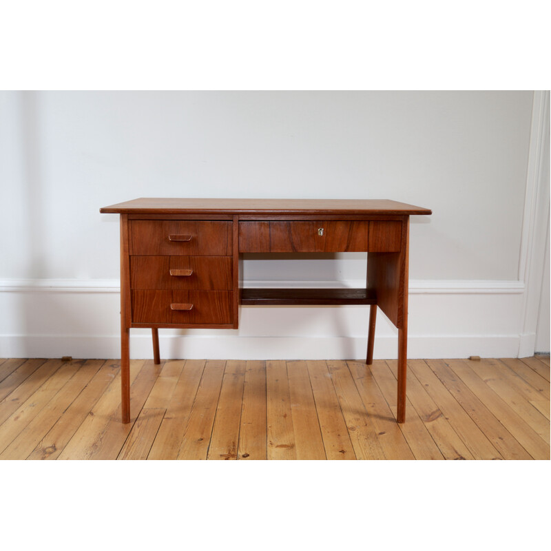 Vintage teak desk stamped by Henning Kjaernulf, Denmark 1960