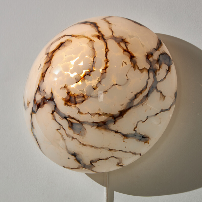 Vintage wall lamp in marbled glass and metal for Guro Leuchten, Germany