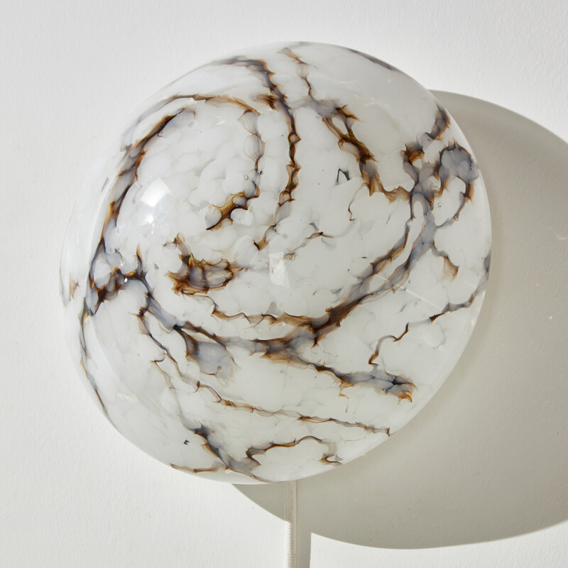 Vintage wall lamp in marbled glass and metal for Guro Leuchten, Germany