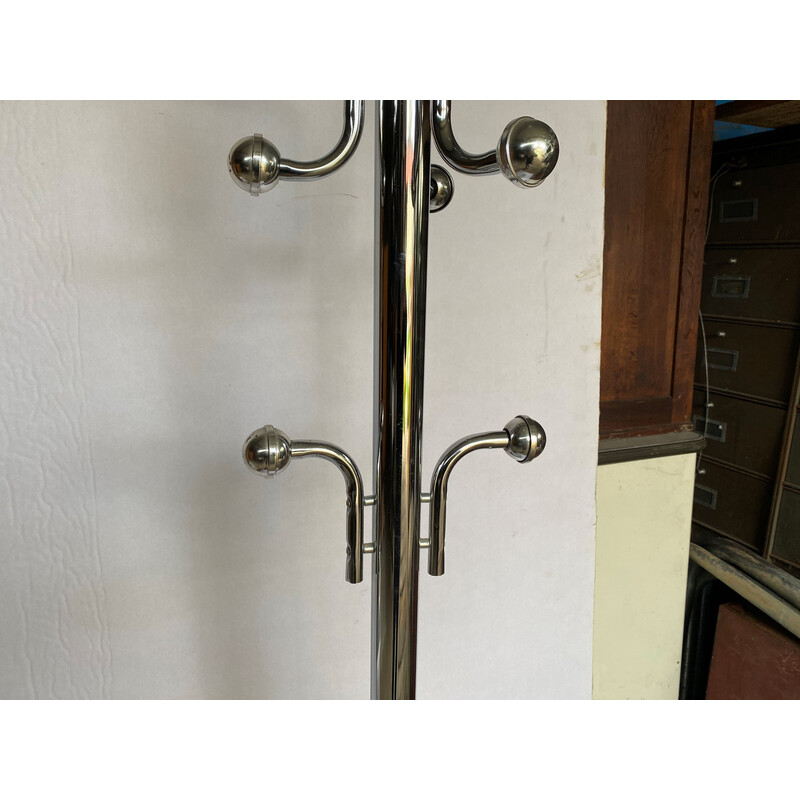 Vintage coat rack in chrome metal and marble, 1970