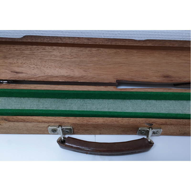 Vintage solid wood box for billiard cues, France 1980