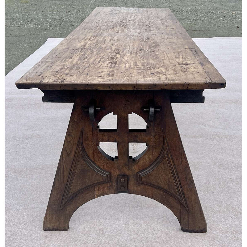 Vintage community table in oak and fir, 1930