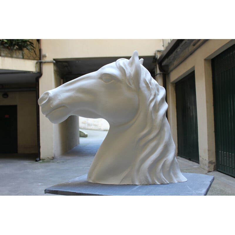 Sculpture vintage "Tête de cheval" en résine, Italie 1970