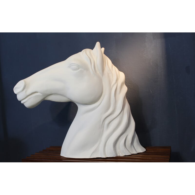 Sculpture vintage "Tête de cheval" en résine, Italie 1970