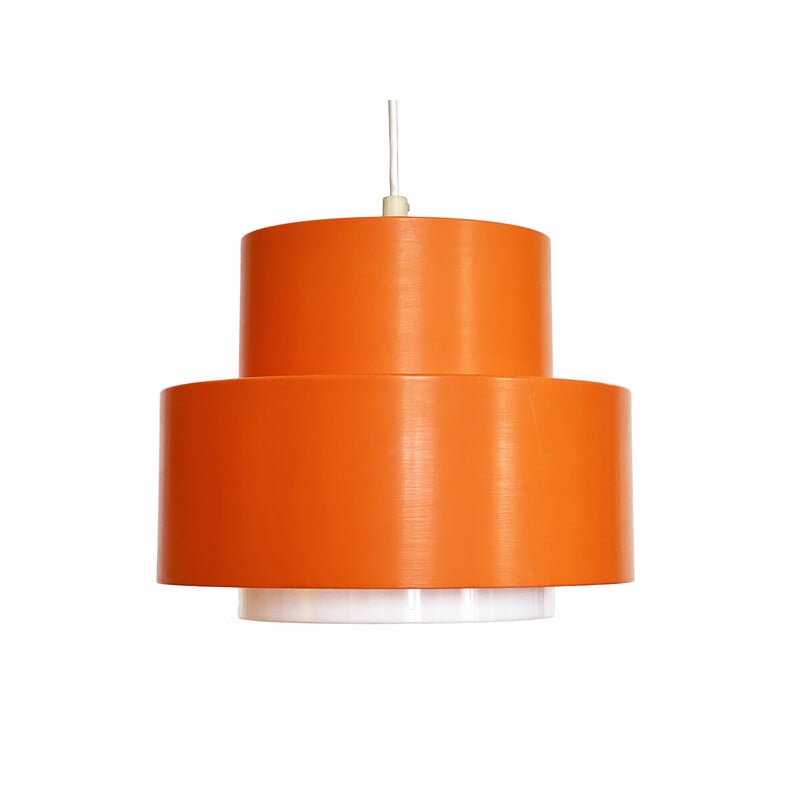 Vintage "Cylindus" pendant lamp in thick plastic by Uno and Östen Kristiansson for Luxus, Sweden 1970