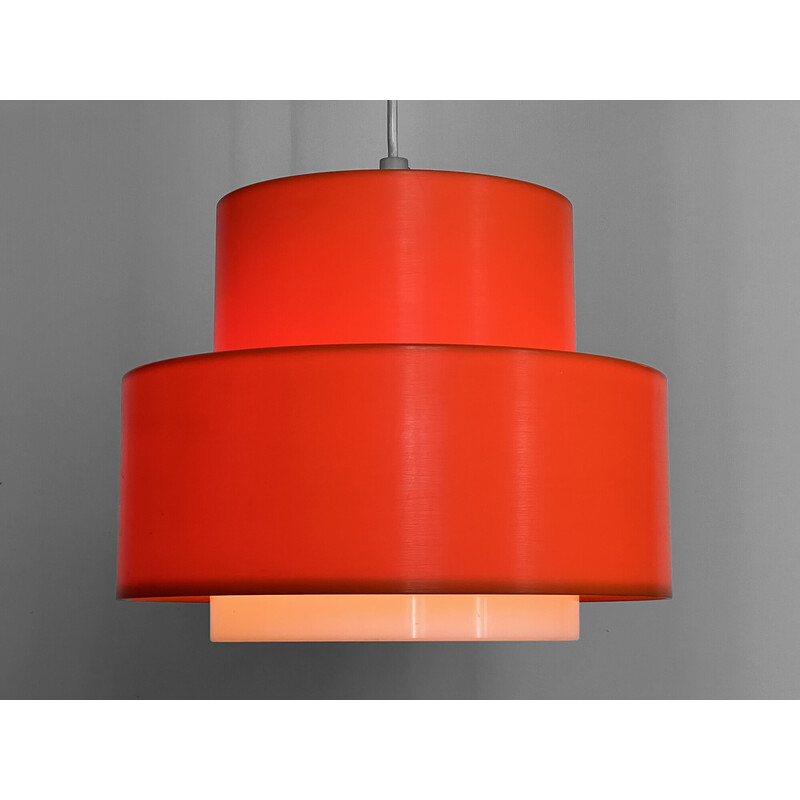 Vintage "Cylindus" pendant lamp in thick plastic by Uno and Östen Kristiansson for Luxus, Sweden 1970