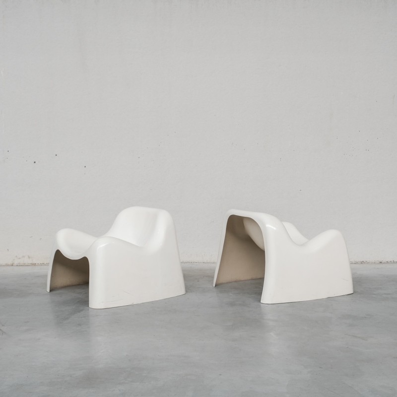 Pair of vintage "Toga" fiberglass armchairs by Sergio Mazza for Artemide, Italy 1968