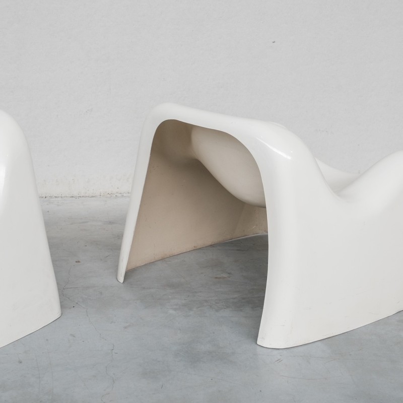Pair of vintage "Toga" fiberglass armchairs by Sergio Mazza for Artemide, Italy 1968