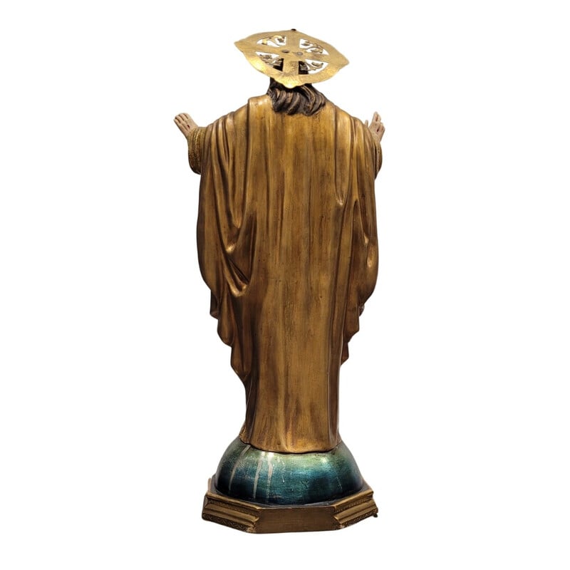 Sculpture vintage du Sacré-Cœur de Jésus en pâte de bois, Espagne