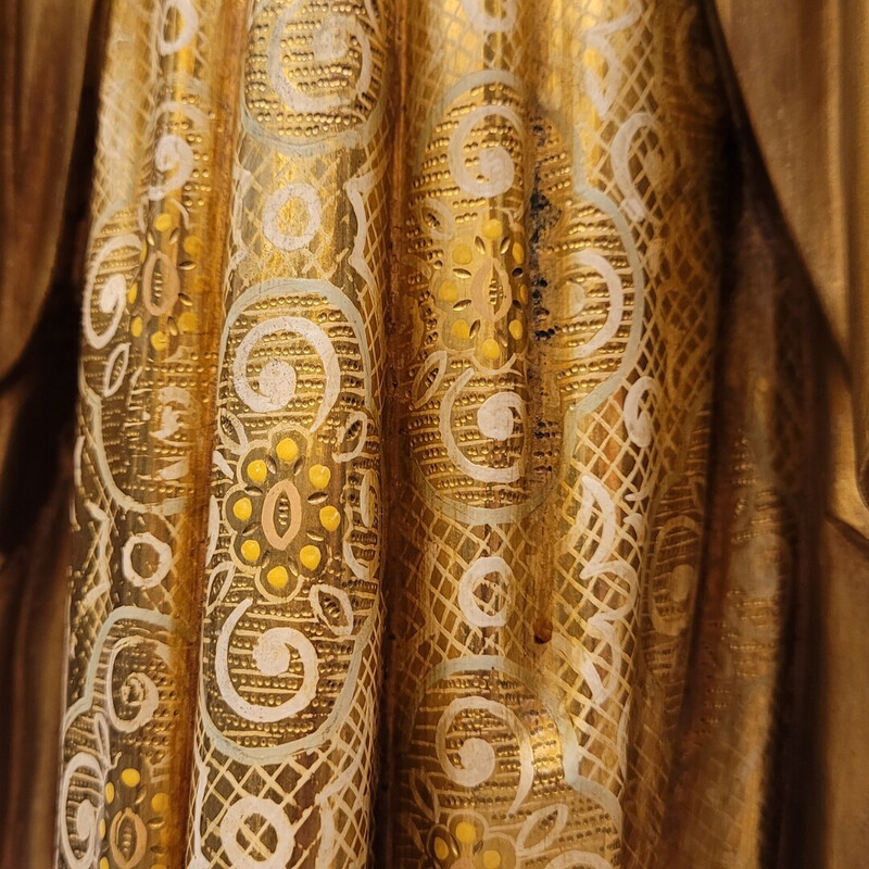 Scultura d'epoca del Sacro Cuore di Gesù in pasta di legno, Spagna