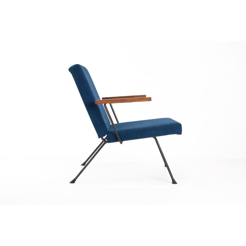 Blue easy chair in wool by Andre Cordemeyer for Gispen model 1409 - 1950s