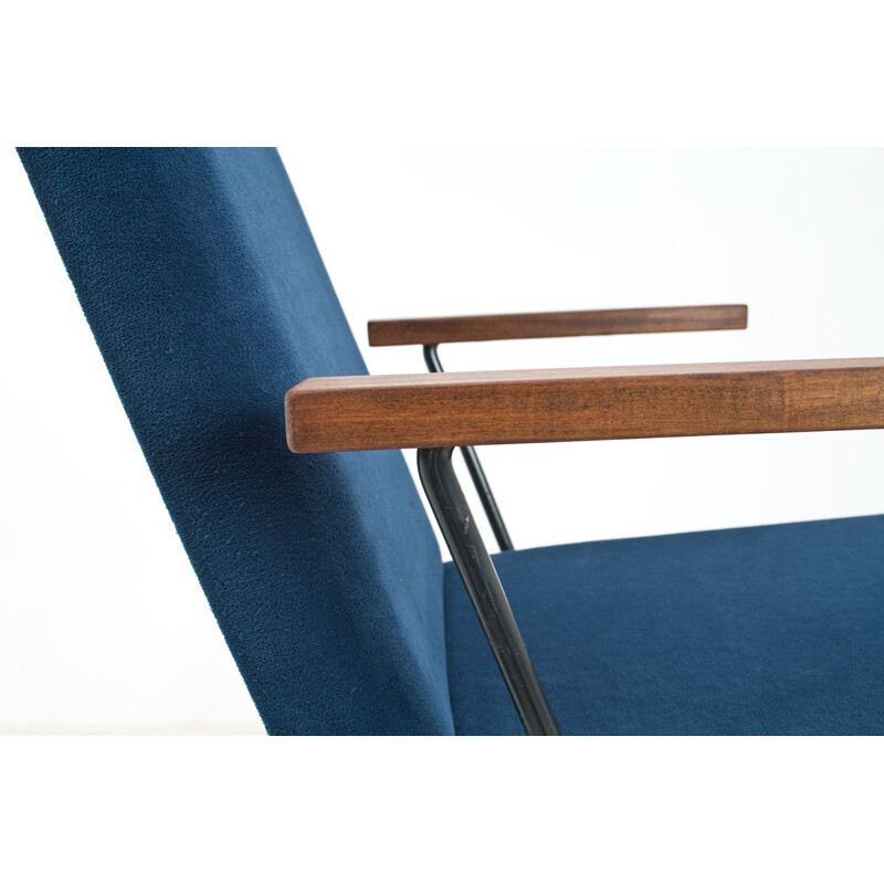 Blue easy chair in wool by Andre Cordemeyer for Gispen model 1409 - 1950s