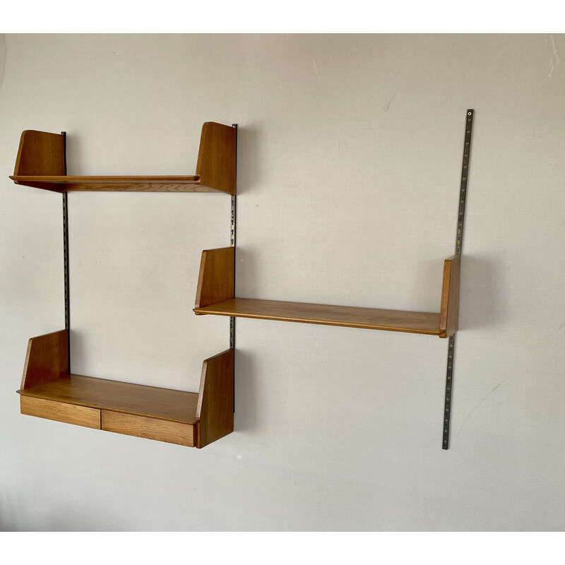 Set of 3 vintage oak shelves by Marcel Gascoin for Arhec, 1950