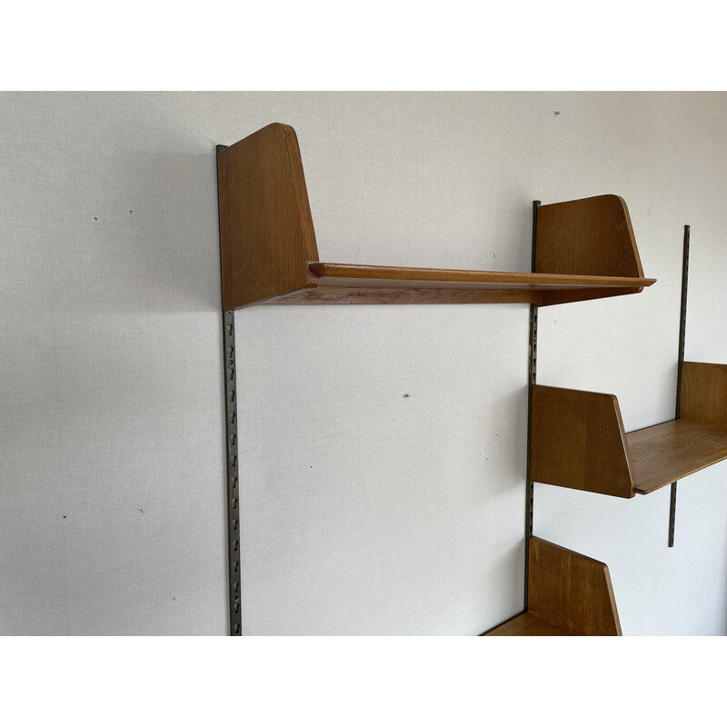 Set of 3 vintage oak shelves by Marcel Gascoin for Arhec, 1950