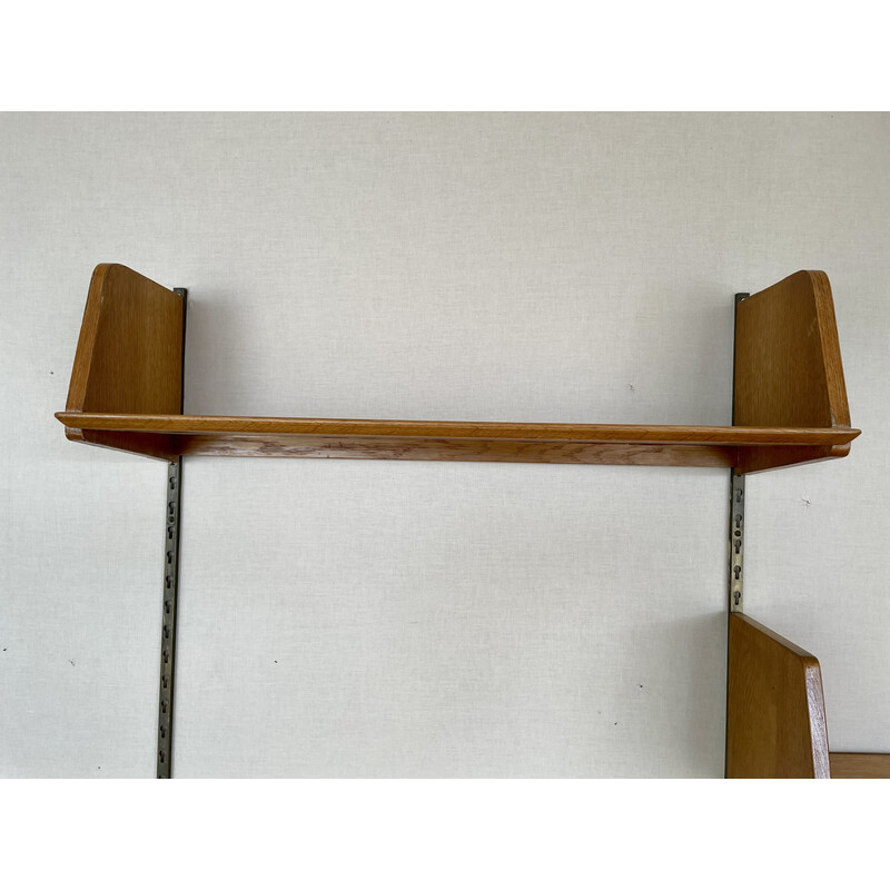 Set of 3 vintage oak shelves by Marcel Gascoin for Arhec, 1950