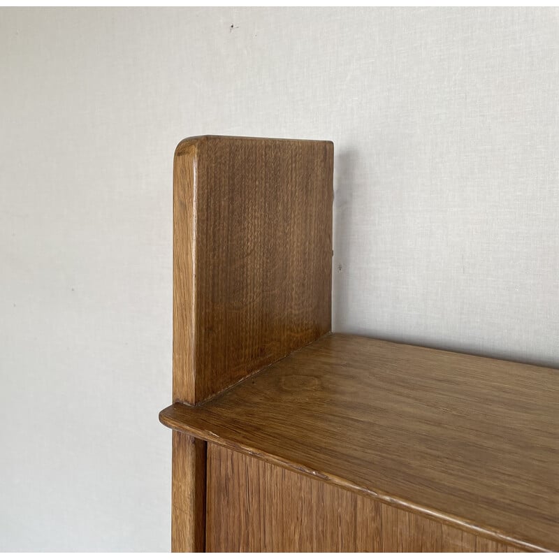 Vintage oak hanging secretary desk by Marcel Gascoin for Arhec, 1950