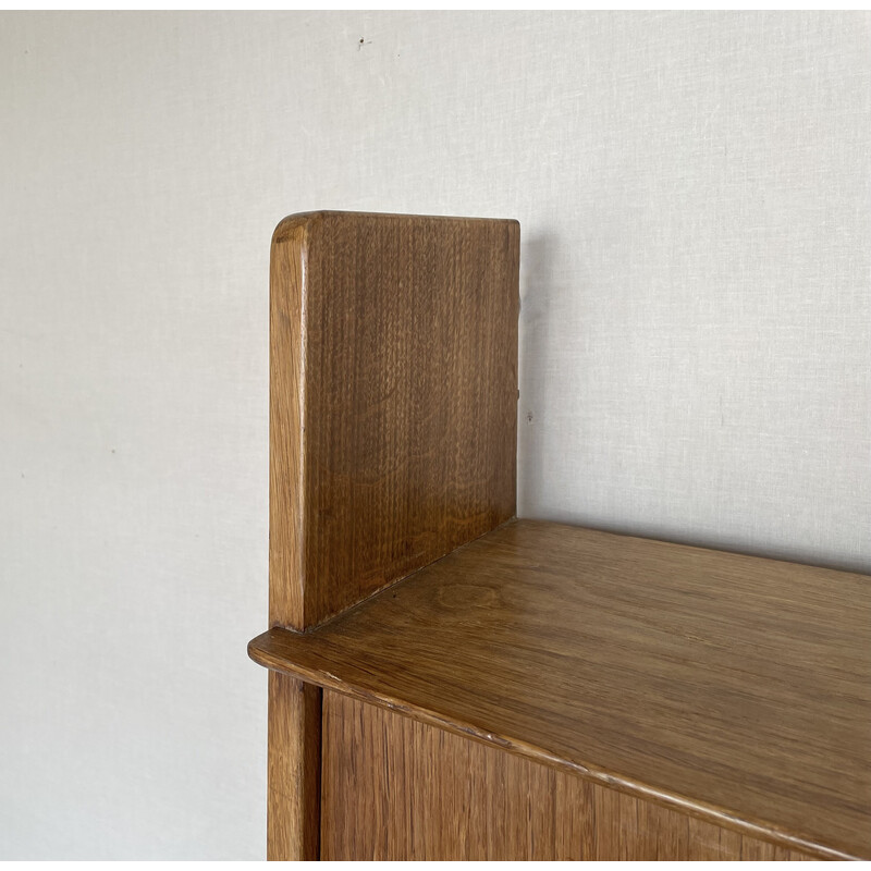 Vintage oak hanging secretary desk by Marcel Gascoin for Arhec, 1950