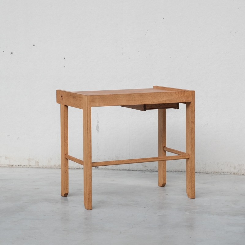 Vintage oak and leather desk by Guillerme et Chambron, France 1960