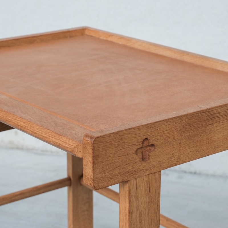 Vintage oak and leather desk by Guillerme et Chambron, France 1960