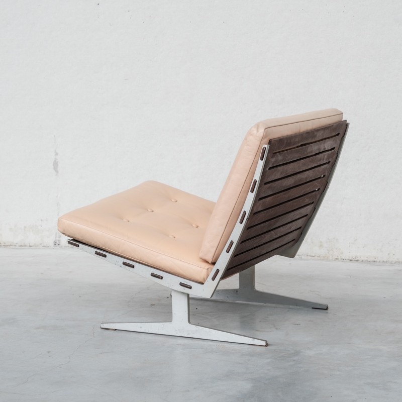 Chaise vintage "Caravelle" en acier et cuir par Paul Leidersdorff, Danemark 1960