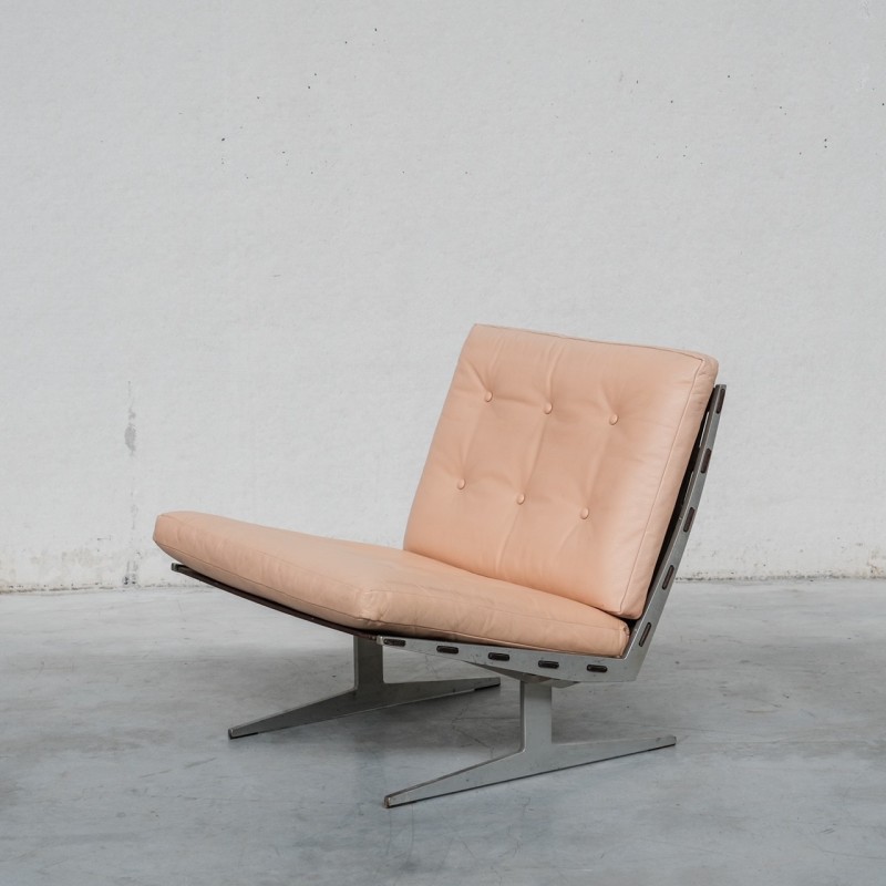 Vintage stalen en leren "Caravelle" stoel van Paul Leidersdorff, Denemarken 1960