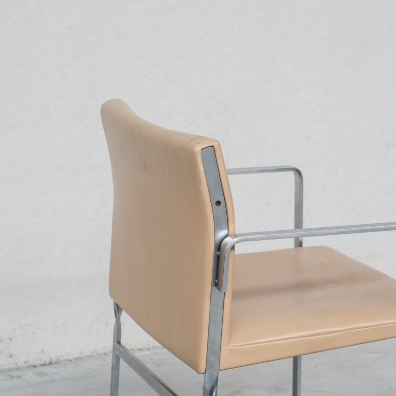 6 Esszimmerstühle "JH811" aus Stahl und Leder von Hans J Wegner, Dänemark 1950