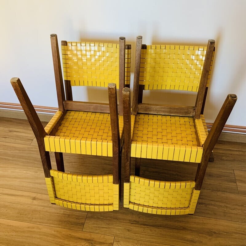 Conjunto de 4 cadeiras vintage "666 wsp" em ácer manchado, de Jens Risom para Hans G Knoll, 1950