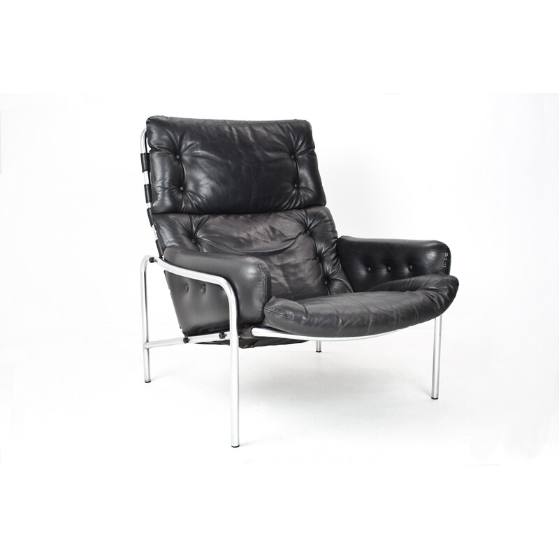 Black leather easy chair by Martin Visser - 1960s