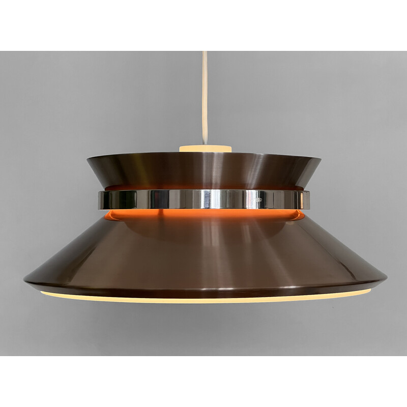 Vintage copper-colored aluminum pendant lamp by Carl Thore for Granhaga Metallindustri, Sweden 1970