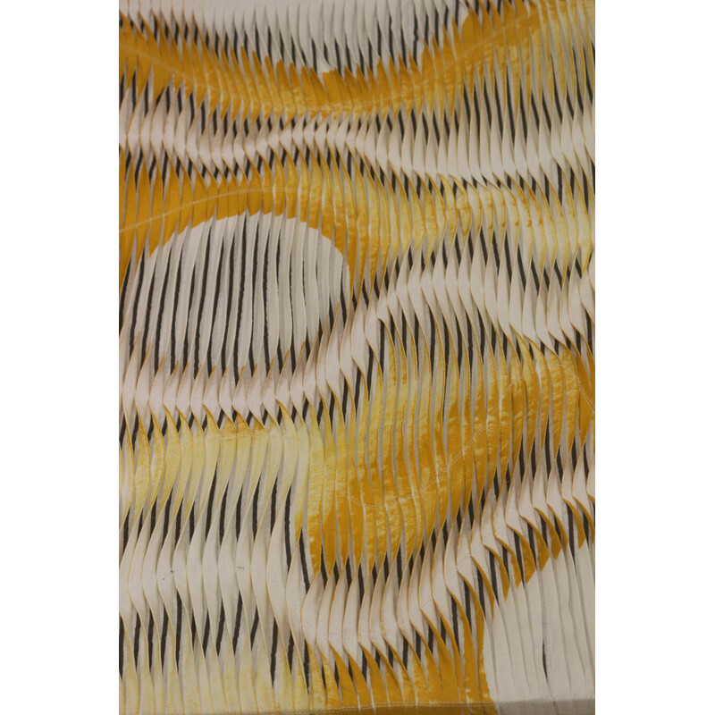 Vintage painting with wave and relief effect by pleating in shades of yellow