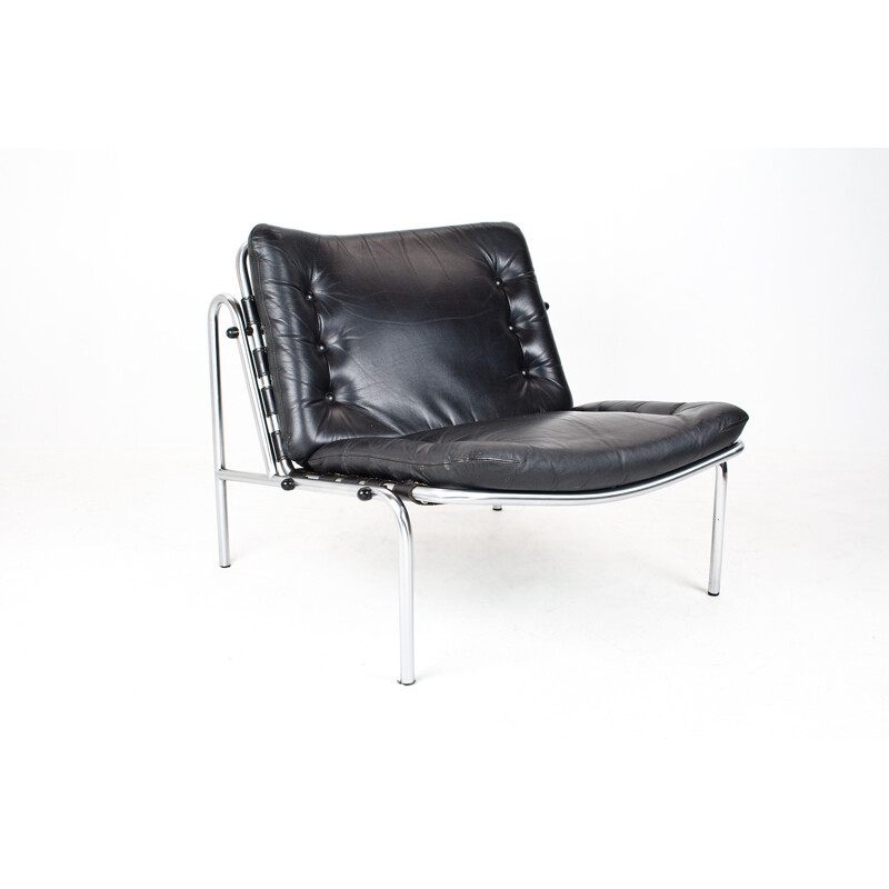 Fauteuil Kyoto en cuir noir et en métal de Martin Visser pour Spectrum - 1960