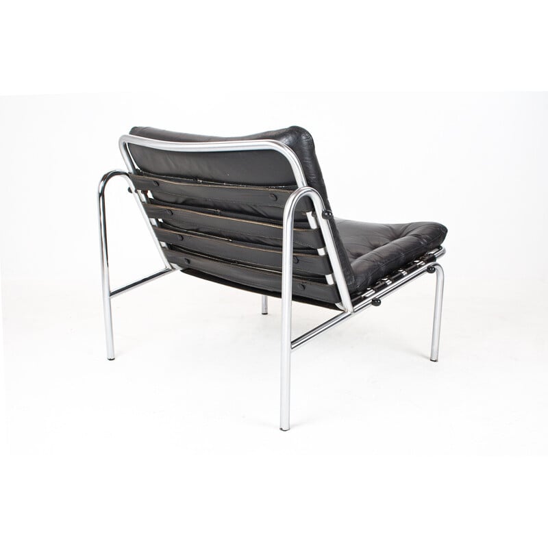 Black leather easy chair model Kyoto by Martin Visser for Spectrum - 1960s