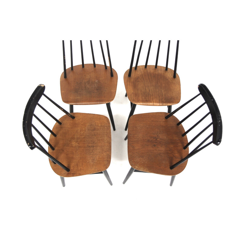 Set of 6 vintage "Fanett" teak chairs by Ilmari Tapiovaara for La Maison Edsbyverken, Sweden 1960