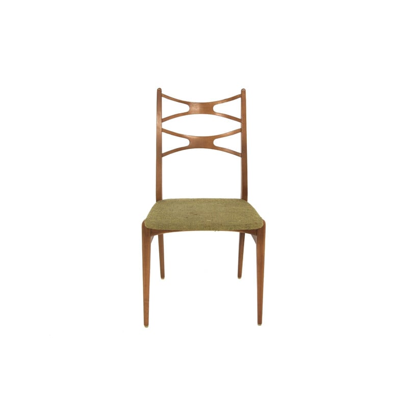 Set van 4 vintage stoelen van beukenhout en stof, Zweden 1960