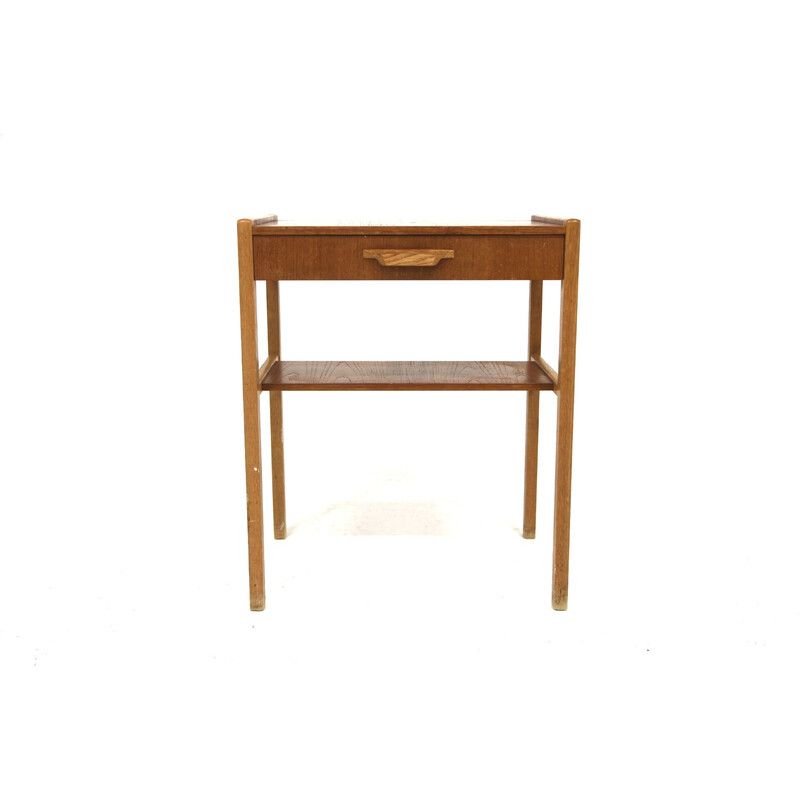 Table de chevet vintage en teck et chêne, Suède 1960