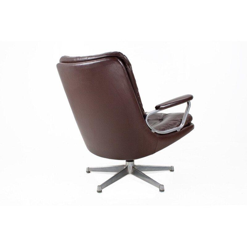 Lounge brown swivel armchair model Gentilina by Andre Vandenbeuck for Strassle - 1960s