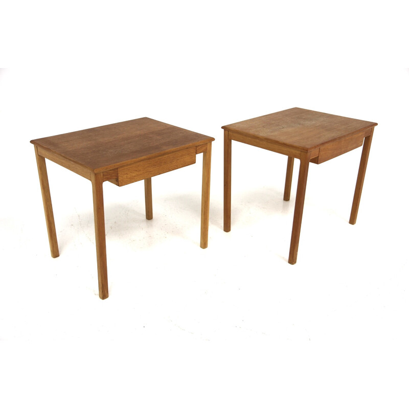 Paire de tables de chevet vintage en chêne, Suède 1960