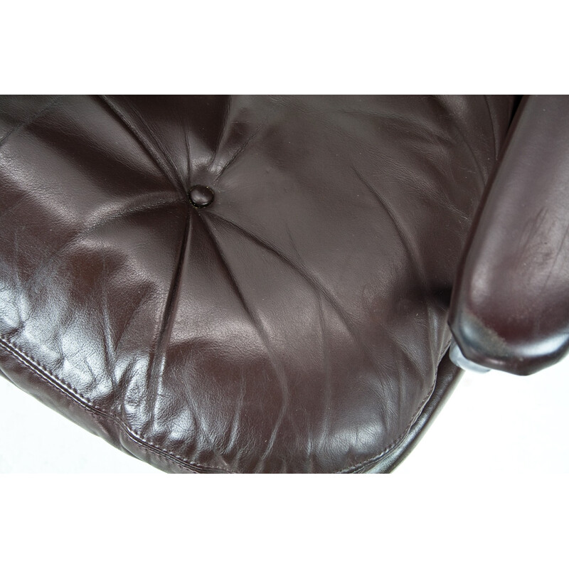 Lounge brown swivel armchair model Gentilina by Andre Vandenbeuck for Strassle - 1960s