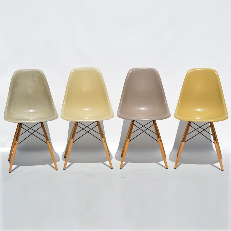 Set of 4 DSW dining side chairs by Eames for Herman Miller - 1950s