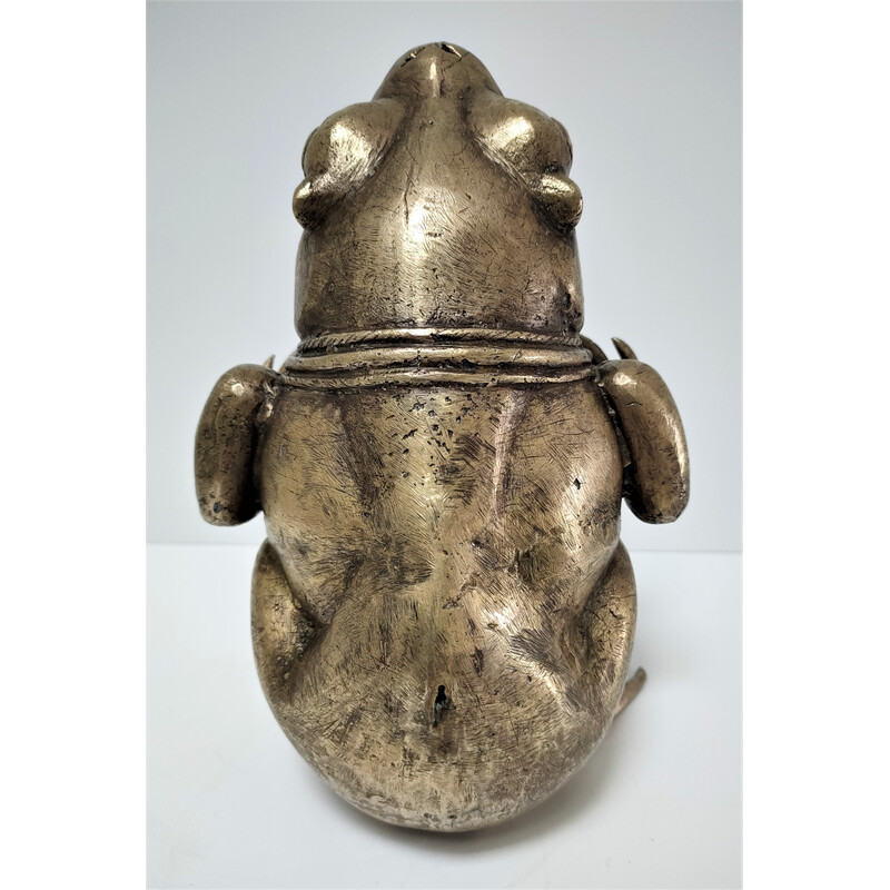 Vintage sculptural frog in patinated brass, 1960