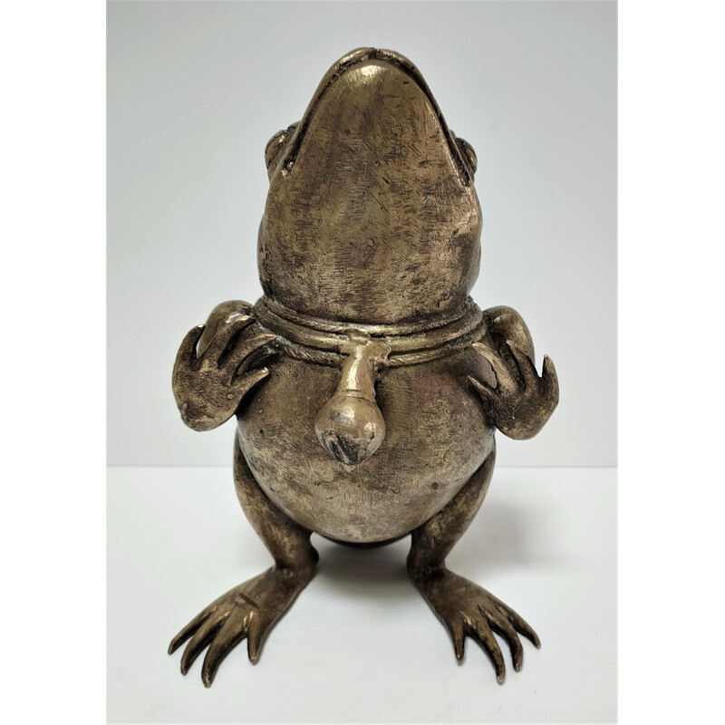 Vintage skulpturaler Frosch aus patiniertem Messing, 1960