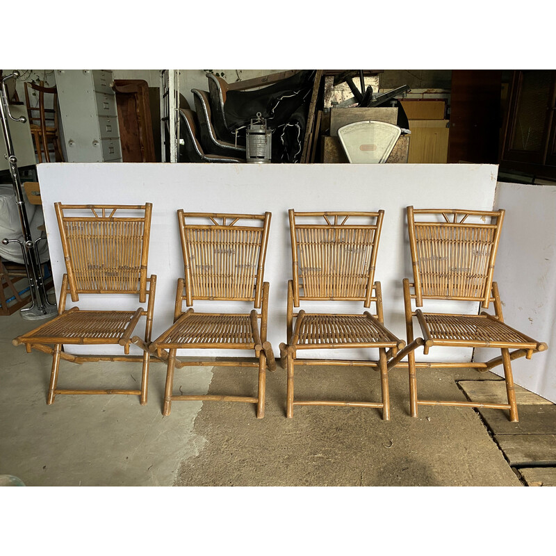 Vintage bamboo and cane dining set, 1970