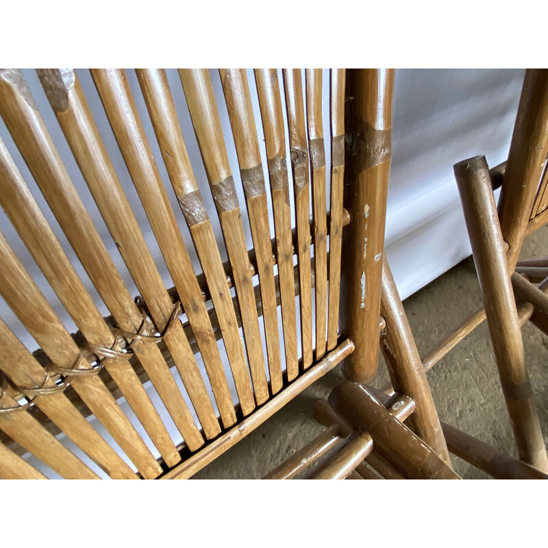 Vintage bamboo and cane dining set, 1970